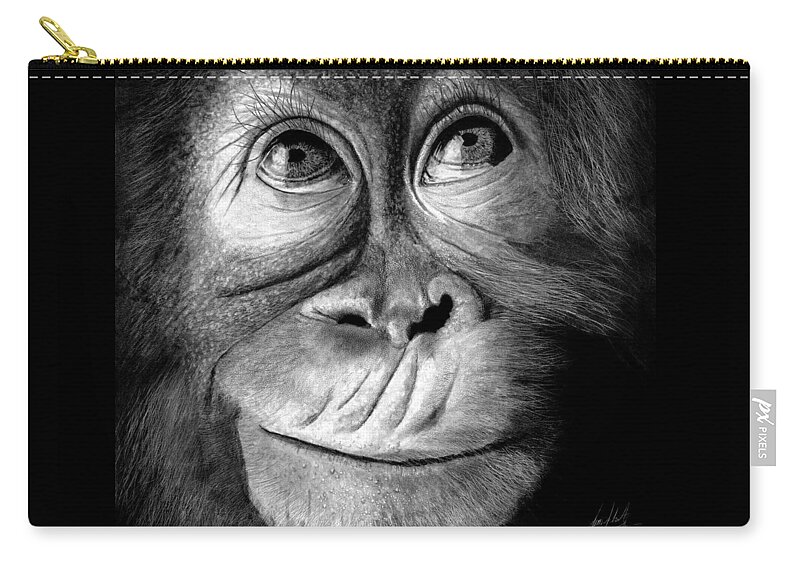 Orangutan Zip Pouch featuring the drawing Seriously? I wasn't born yesterday by James Schultz
