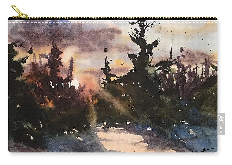 Sunset Zip Pouch featuring the painting Setting Light by Judith Levins