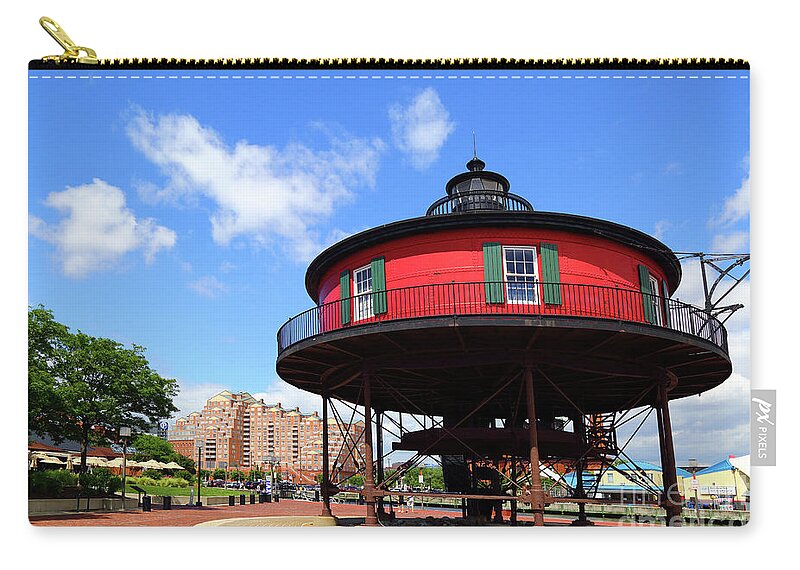 Baltimore Zip Pouch featuring the photograph Seven Foot Knoll Lighthouse Baltimore by James Brunker