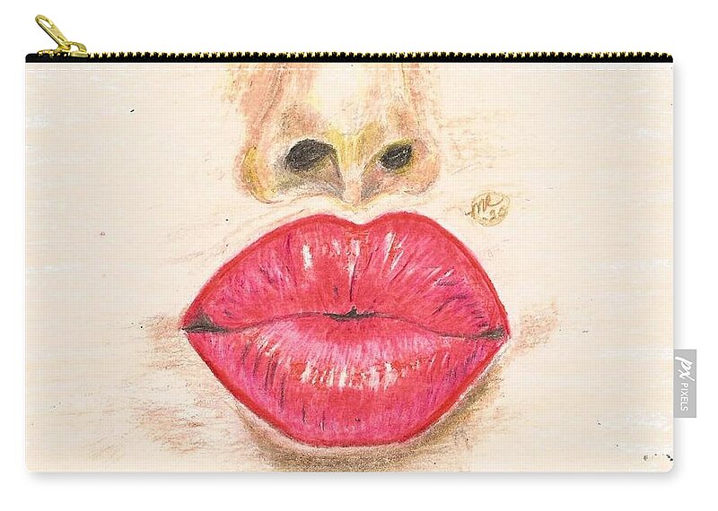 Sexy Red Lips Carry-all Pouch featuring the painting Sexy Red Lips by Monica Resinger
