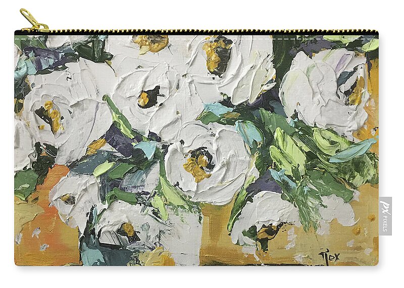 Roses Zip Pouch featuring the painting Shabby Roses 3 by Roxy Rich
