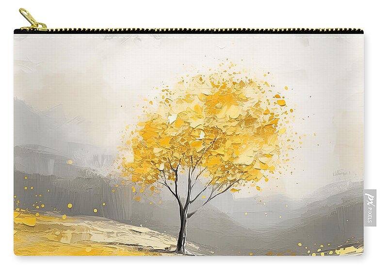 Yellow Zip Pouch featuring the painting Shades of Yellow and Gray Art by Lourry Legarde