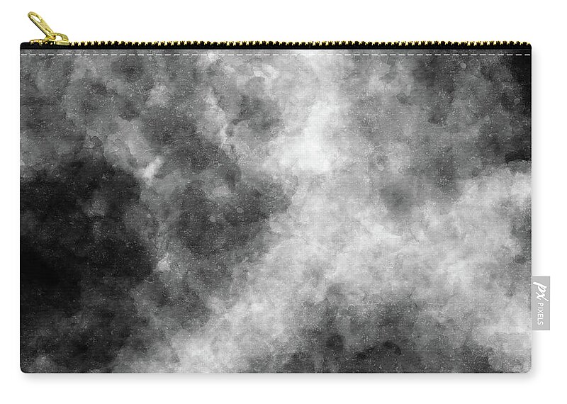 Black Zip Pouch featuring the painting Shadow Games 1 - Contemporary Abstract - Abstract Expressionist painting - Black, White and Grey by Studio Grafiikka