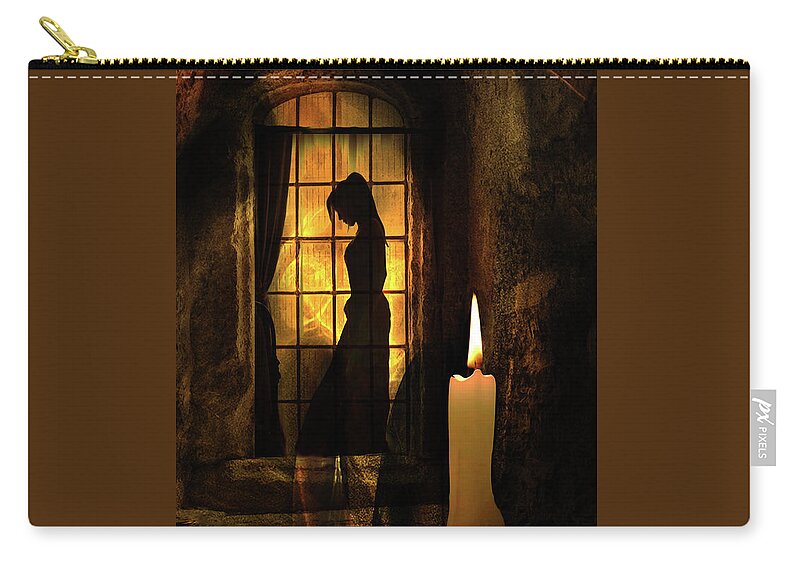 Silhouette Zip Pouch featuring the digital art Shadow of Sadness by Lisa Yount