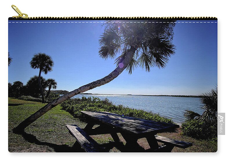 Canal Zip Pouch featuring the photograph Shady Picnic Spot by George Taylor