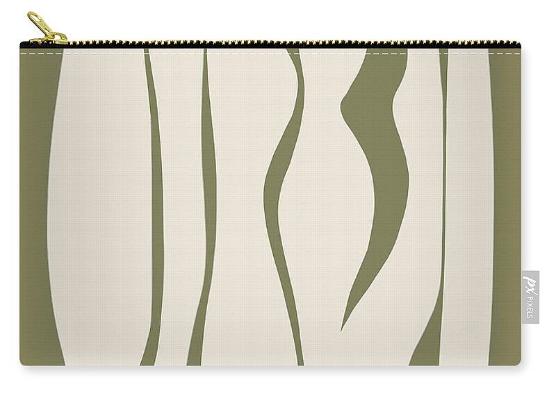 Botanical Flower Zip Pouch featuring the painting Shapes Sage by Jackie Medow-Jacobson