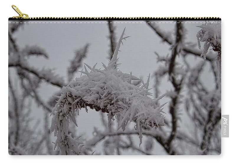 Winter Zip Pouch featuring the photograph Shards Of Rime Ice by Dale Kauzlaric