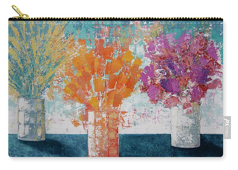 Floral Carry-all Pouch featuring the painting Sharing the Joy by Linda Bailey