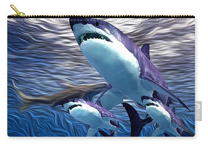 Shark Tank Zip Pouch featuring the digital art Shark Tank 5 by Aldane Wynter