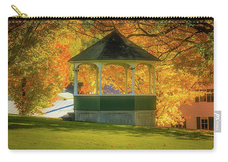 Sharon Vermont Zip Pouch featuring the photograph Sharon Vermont bandstand by Jeff Folger
