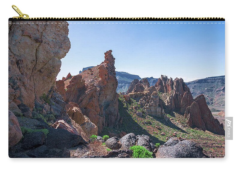 Mountains Zip Pouch featuring the photograph Sharp-edged rocks in Teide National Park by Sun Travels