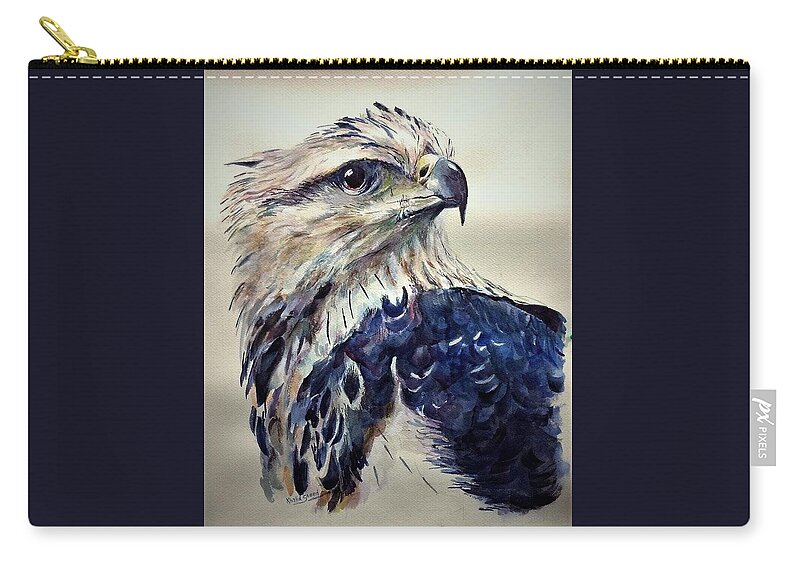 Bald Eagle Zip Pouch featuring the painting Sharp look by Khalid Saeed