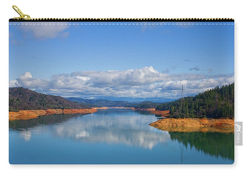 Photograph Zip Pouch featuring the photograph Shasta Lake by Beverly Read