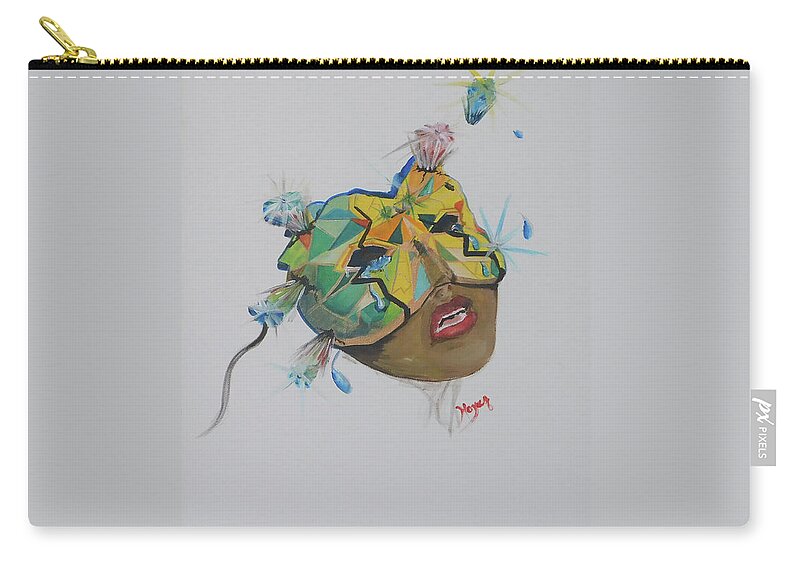 Mask Zip Pouch featuring the painting Shattered by Barbara Hayes