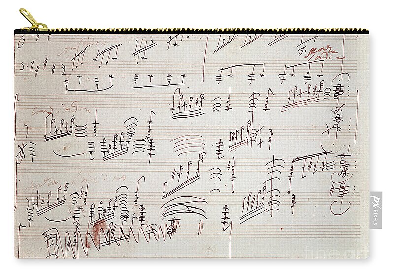 Beethoven Carry-all Pouch featuring the drawing Sheet music for the Moonlight Sonata by Beethoven by Beethoven