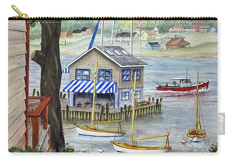 Long Island Zip Pouch featuring the painting Shelter Island Harbor by Joseph Burger