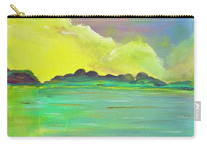 Sun Zip Pouch featuring the painting Shine on Me by Stacey Zimmerman