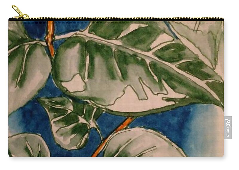 Leaves Carry-all Pouch featuring the painting Shiny Leaves by Tammy Nara