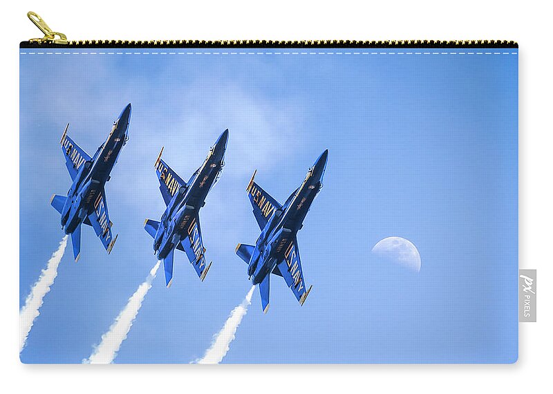 Blue Angels Zip Pouch featuring the photograph Shoot the Moon by Randall Allen