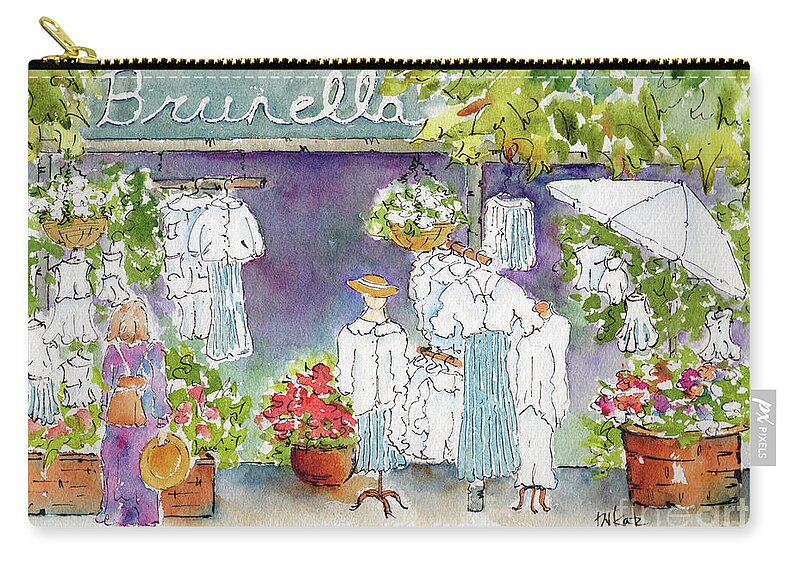 Impressionism Zip Pouch featuring the painting Shopping Positano by Pat Katz