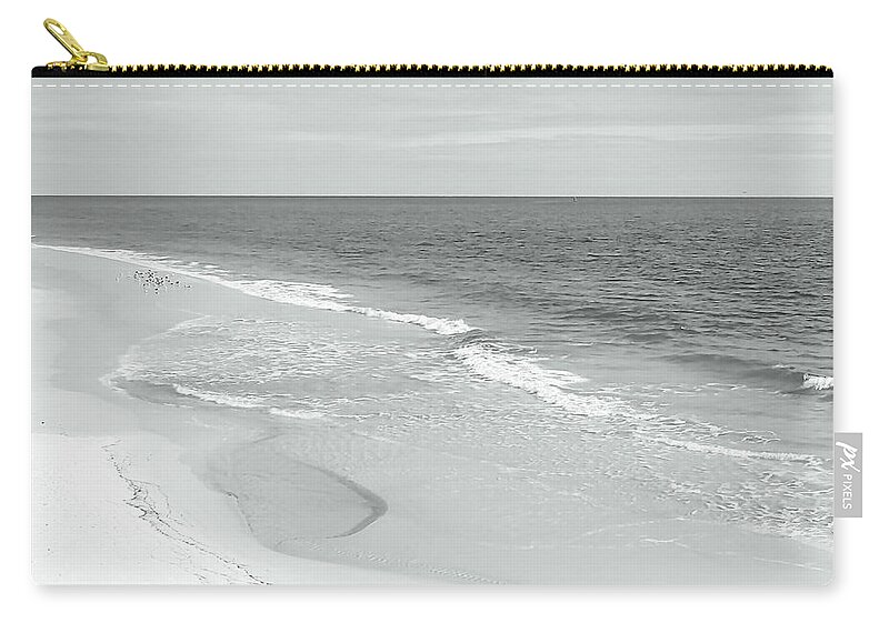 Beach Zip Pouch featuring the photograph Shoreline BW by Pamela Williams