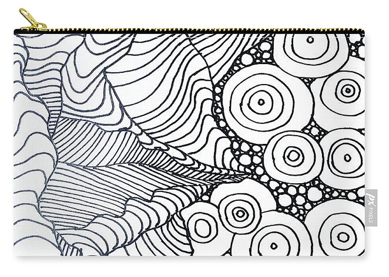 Pen And Ink Zip Pouch featuring the drawing Shoreline by Minor Details