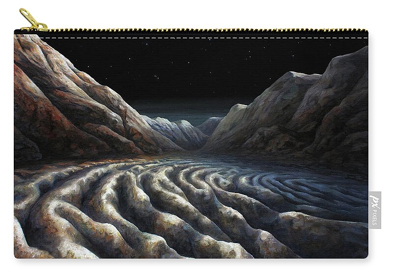 Pluto Zip Pouch featuring the painting Shoreline of Sputnik Planum by Lucy West