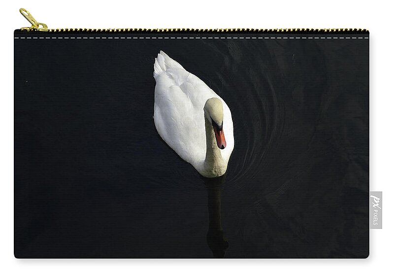 Shropshire Zip Pouch featuring the photograph SHREWSBURY. A River Severn Swan. by Lachlan Main