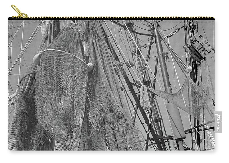 Shrimp Boat Zip Pouch featuring the photograph Shrimp Boat Rigging by John Simmons