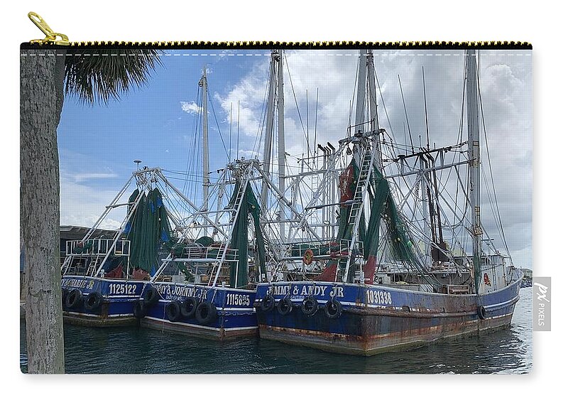 Port Canaveral Zip Pouch featuring the photograph Shrimp Boats at Port Canaveral by Bradford Martin