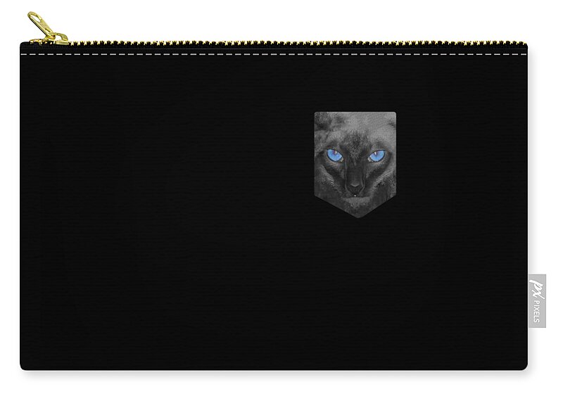 Funny Zip Pouch featuring the digital art Siamese Cat Pocket Shirt by Flippin Sweet Gear