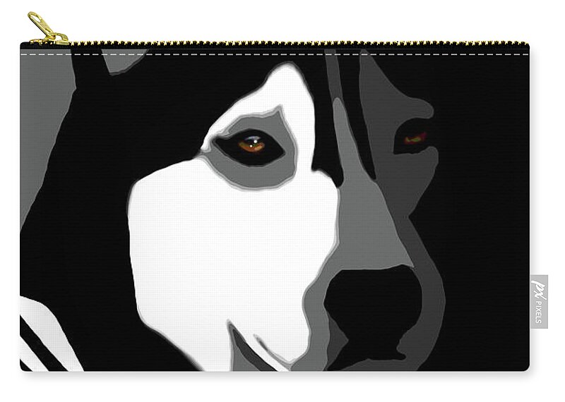 Dog Zip Pouch featuring the mixed media Siberian Husky Dog 162 by Lucie Dumas