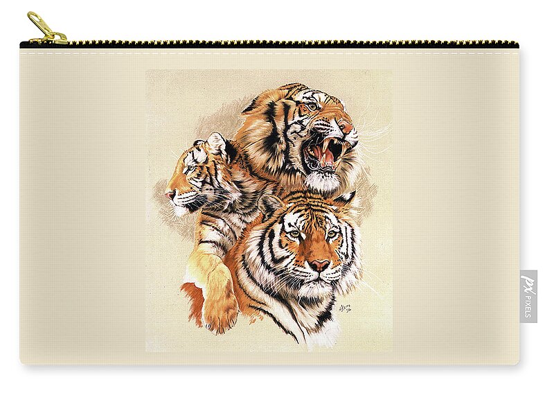 Tiger Zip Pouch featuring the pastel Siberian Symmetry by Barbara Keith