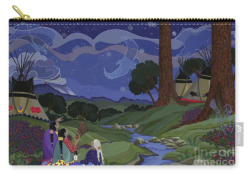 America Zip Pouch featuring the painting Sighting Eagle on the Third Day by Chholing Taha