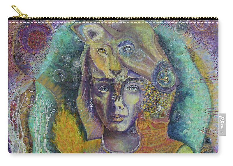 Star Being. Power Animals Zip Pouch featuring the painting Silenced No More by Feather Redfox