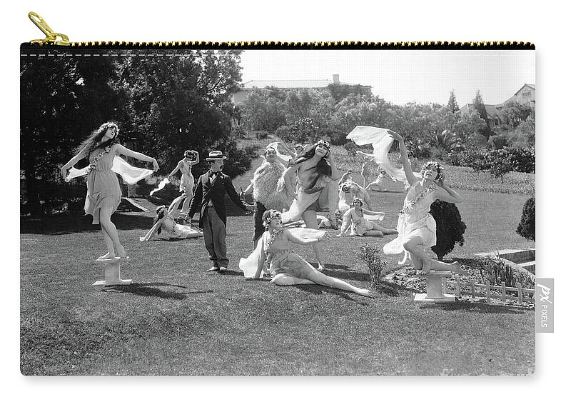 Mack Sennett Zip Pouch featuring the photograph Silent Comedy Scene 1924 by Sad Hill - Bizarre Los Angeles Archive