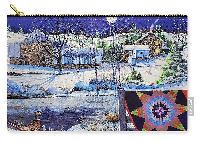 Snow Landscape Carry-all Pouch featuring the painting Silent Night by Diane Phalen