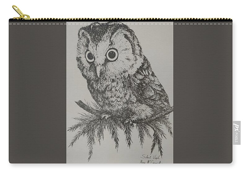 Owl Carry-all Pouch featuring the painting Silent Vigil by ML McCormick