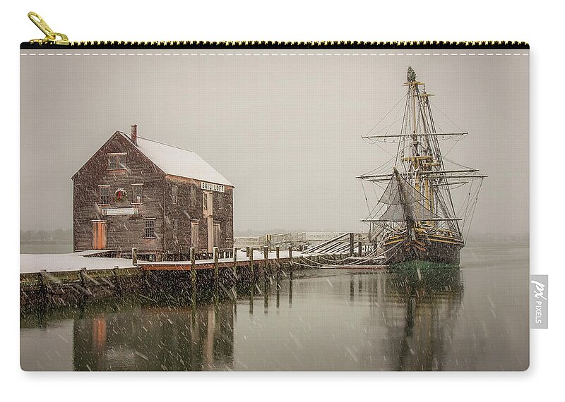 Salem Zip Pouch featuring the photograph Silently the snow falls. by Jeff Folger