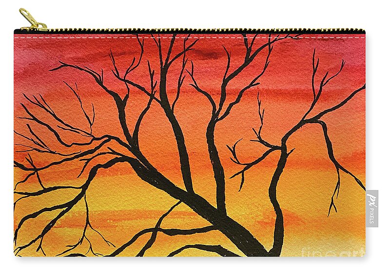 Tree Zip Pouch featuring the mixed media Silhouette by Lisa Neuman
