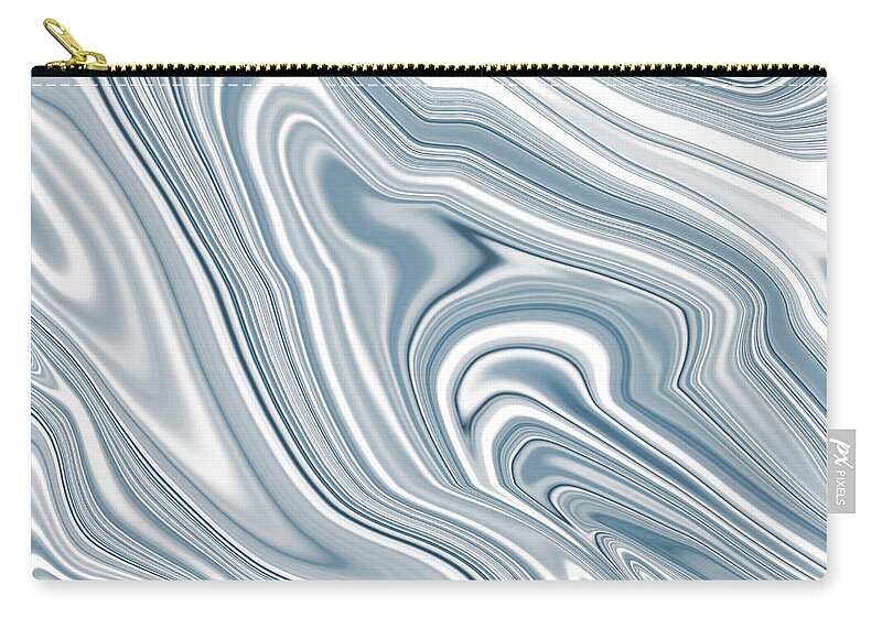 Abstract; Background; Flowing Zip Pouch featuring the photograph Silver flowing abstract by Severija Kirilovaite