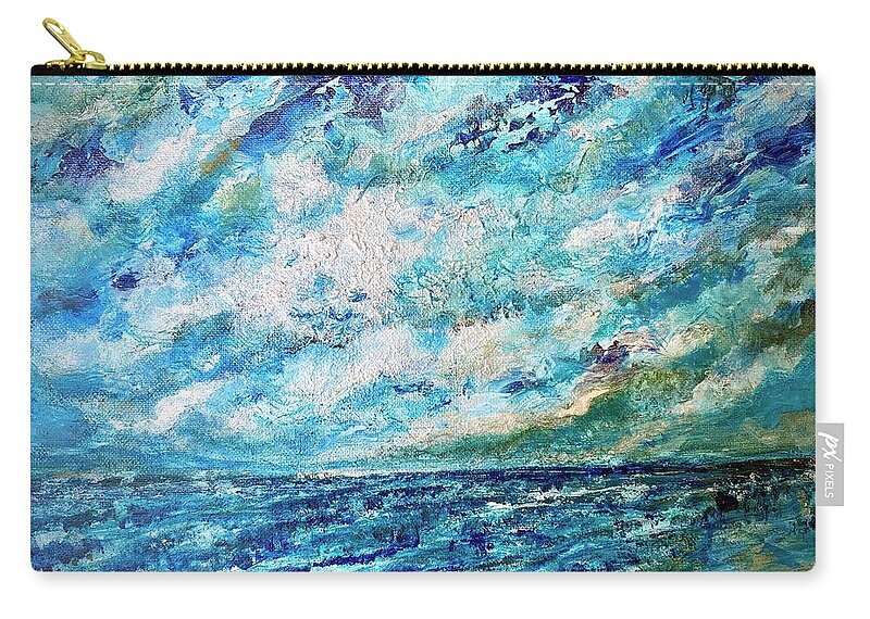 Sea Zip Pouch featuring the painting Silver Sea by Francelle Theriot