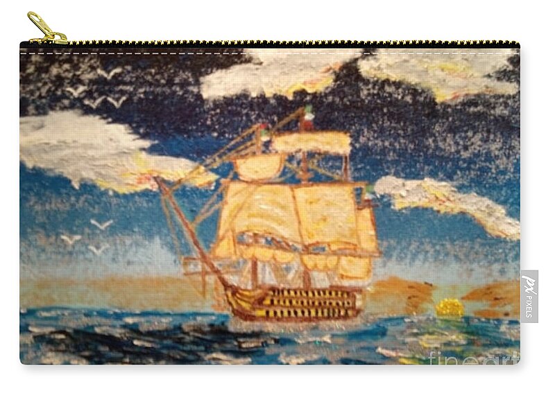 Ship Carry-all Pouch featuring the painting Silver Seas by David Westwood