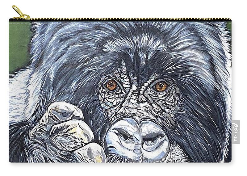  Carry-all Pouch featuring the painting Silverback Gorilla-Gentle Giant by Bill Manson