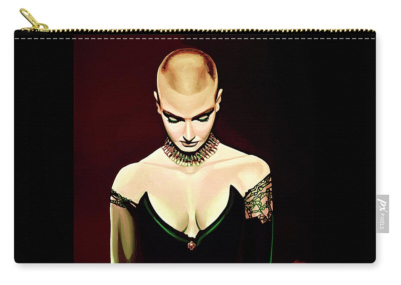 Sinead Oconnor Zip Pouch featuring the painting Sinead O'Connor Mixed Media by Paul Meijering