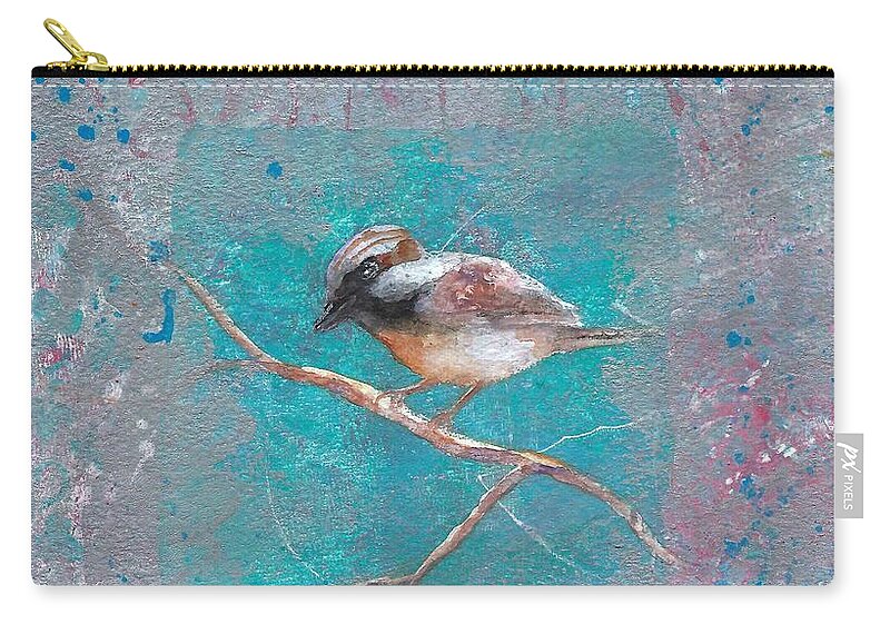 Sparrow Zip Pouch featuring the painting Sing of Spring by Ruth Kamenev