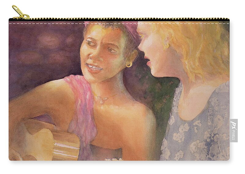 Singing Gypsies Zip Pouch featuring the painting Singing Gypsies of Sarlat by George Harth