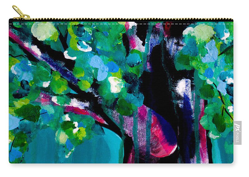 Tree Zip Pouch featuring the painting Singing in the Rain by Beth Ann Scott