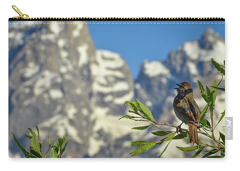 Nature Zip Pouch featuring the photograph Singing to the Tetons by Ed Stokes