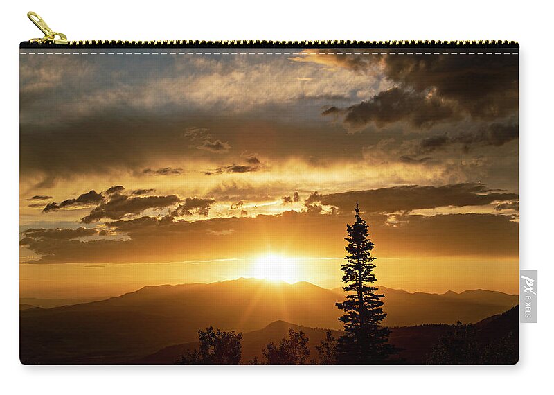 Sunset Carry-all Pouch featuring the photograph Single Tree Sunset by Wesley Aston